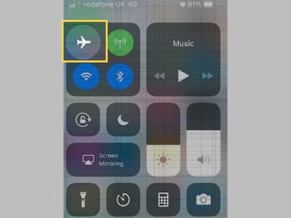 Toggle the ‘Airplane Mode’ switch to turn it ‘ON’ and then, turn it ‘OFF.’