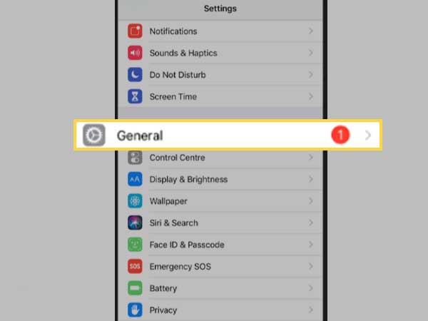 Go to the ‘General’ section under Settings.