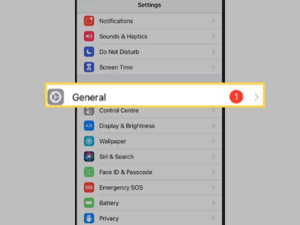 Go to the ‘General’ section under Settings.