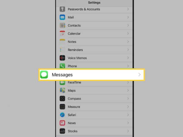 Scroll down inside the settings app to tap on the ‘Messages’ section.