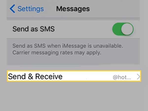 Go to the ‘Messages’ section inside Settings and tap on ‘Send & Receive’ option.