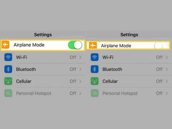 Toggle the “Airplane Mode” Switch ‘ON’ and then, ‘OFF.’