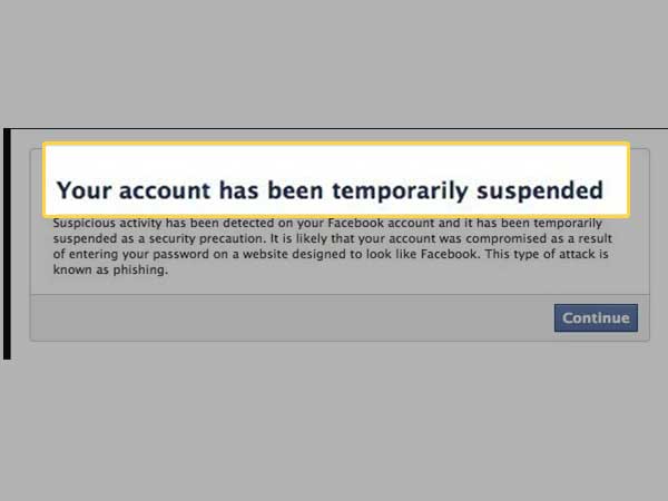 Your Facebook account is suspended
