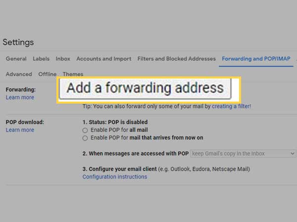 Enter a New Forwarding Email Address