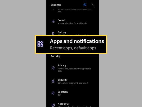 Click on Apps and Notifications