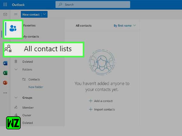 Click on the people icon, and find click All contacts lists.