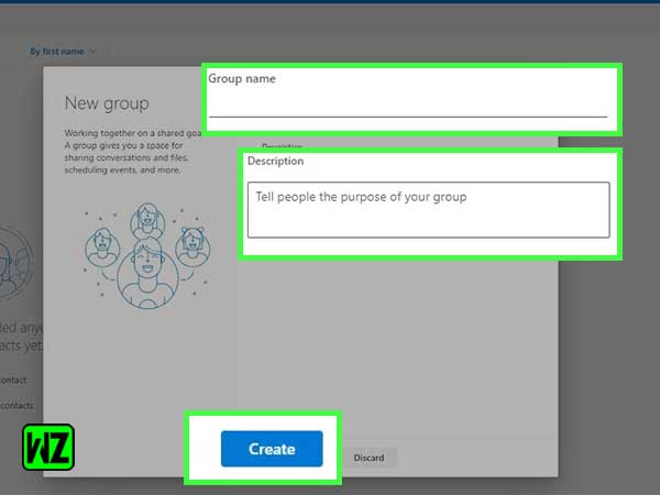 Fill in the group name,  group description and click on the Create button.
