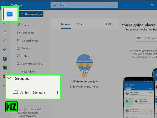 Click on the mail icon, and find your group under Groups section