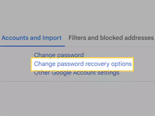 Change Password Recovery options