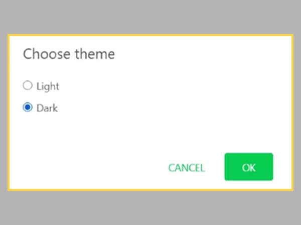 Select a ‘Theme’ of your choice for your WhatsApp Web and click on ‘OK’ button.