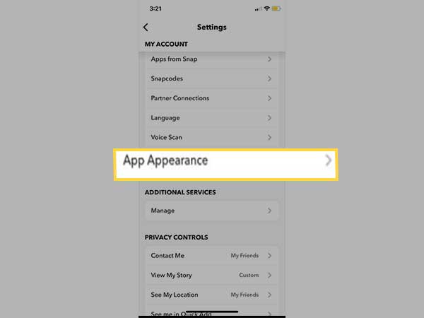 Click on App Appearance 