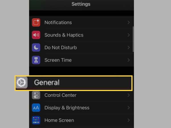 On the main Settings menu and tap on ‘General.’