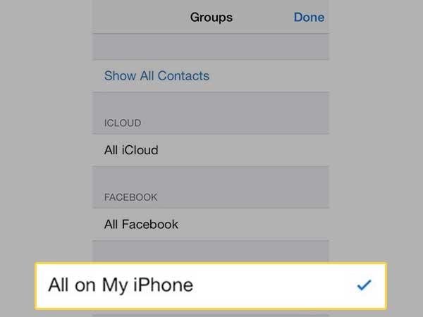Choose All on My iPhone in place of All iCloud.