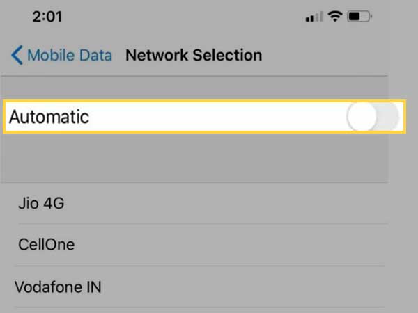Tap on the Network Selection option and disable  Automatic Network