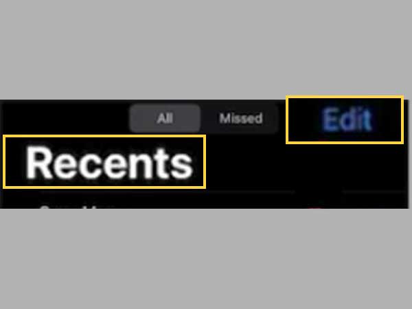 recents screen, tap on the ‘Edit’