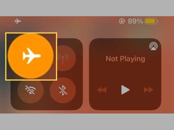 Tap the Airplane Mode icon to enable it 