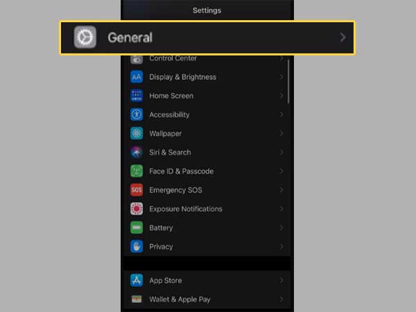 Open the Settings app to tap on the ‘General’ tab.