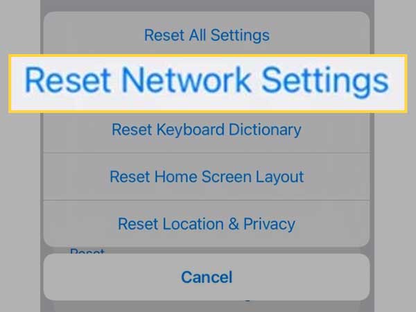 Select the ‘Reset Network Settings’ option.