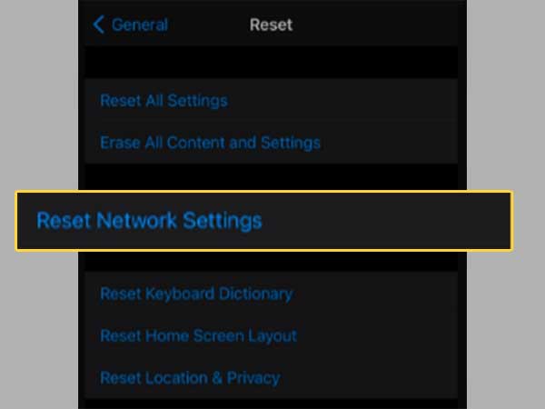 Tap on the ‘Reset Network Settings’ to reset your iPhone’s network settings.