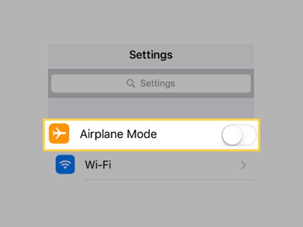Tap the switch to ‘Turn off Airplane Mode.’