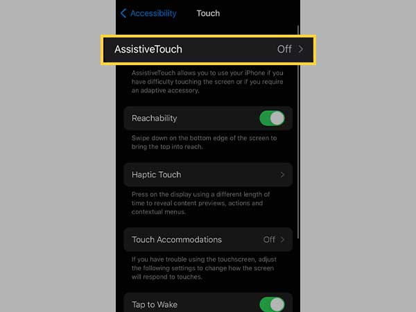 Click on assistive touch