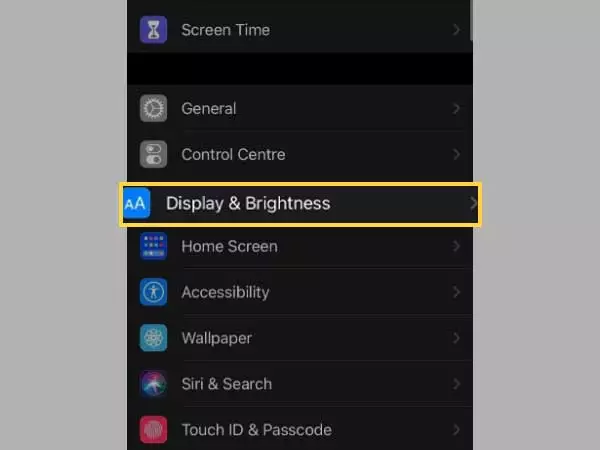 Inside the settings, navigate to ‘Display & Brightness’ section.