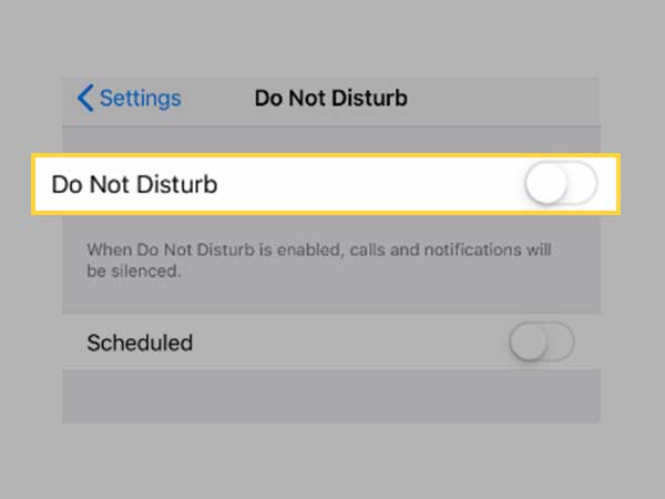 Turn the ‘Do Not Disturb’ feature “Off.”