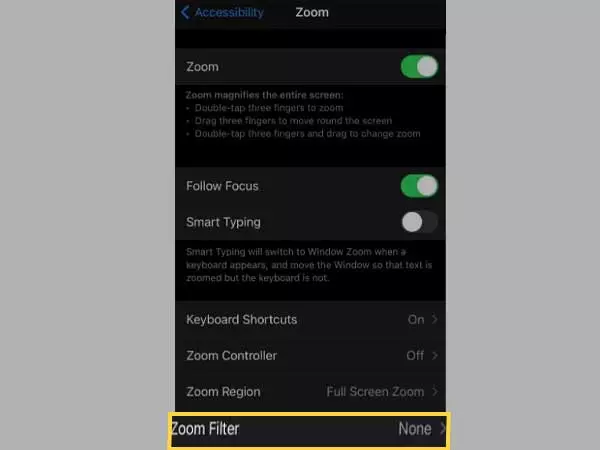 Tap on ‘Zoom Filters’ at the bottom and simply change it to ‘None.’