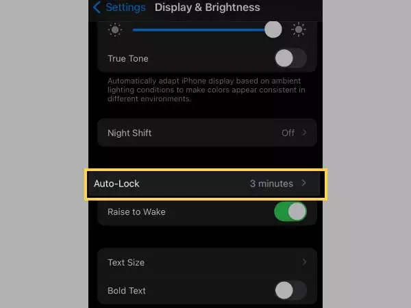 Navigate to the ‘Display & Brightness’ section and there, tap on ‘Auto-Lock’ option.