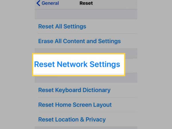 Tap on ‘Reset network settings’ option to confirm network settings reset.