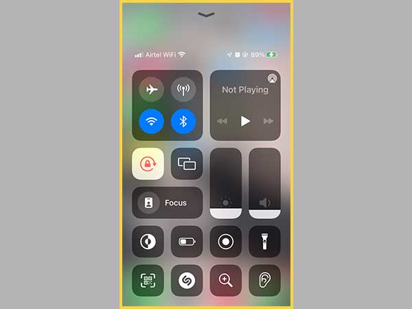 Swipe up to open Control Centre.
