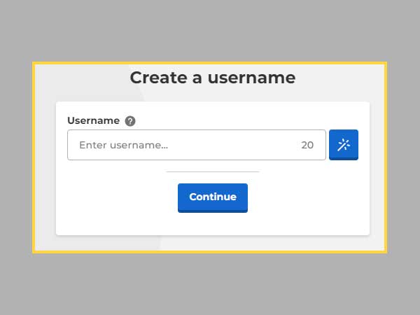 Fill in your username