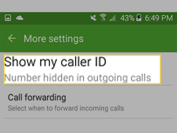 Tap on the ‘Show my Caller ID’ option from More settings.