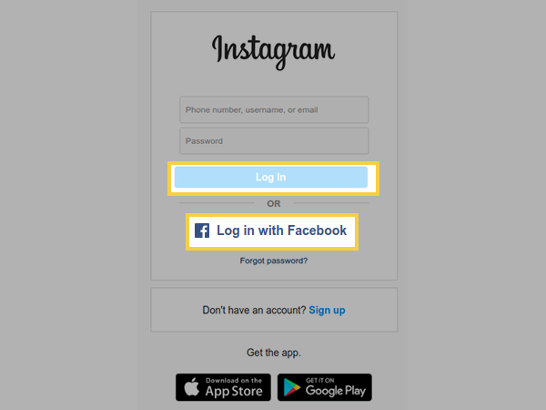 Re-login to Instagram using your Instagram account credentials or using Log in with Facebook option