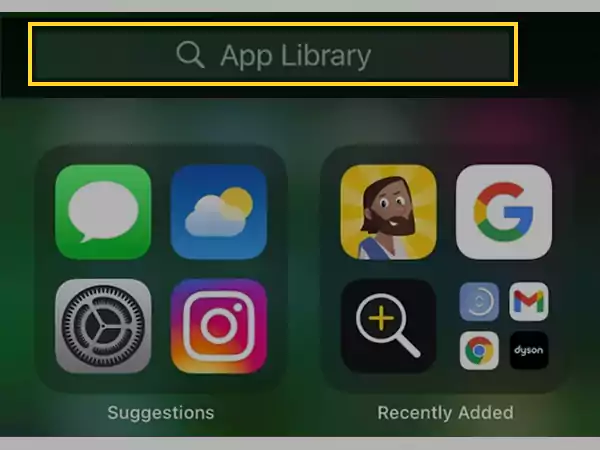 Tap on the ‘Search Bar’ to view an alphabetical listing of apps.