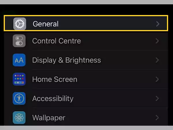 Inside settings, tap on ‘General’ to open a new menu.
