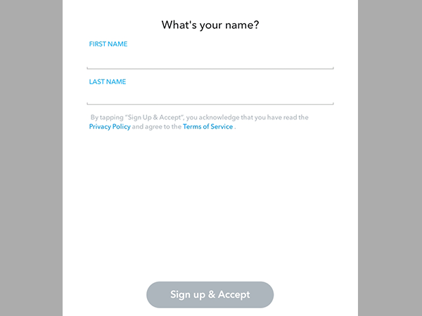 Enter personal details in Snapchat Sign Up