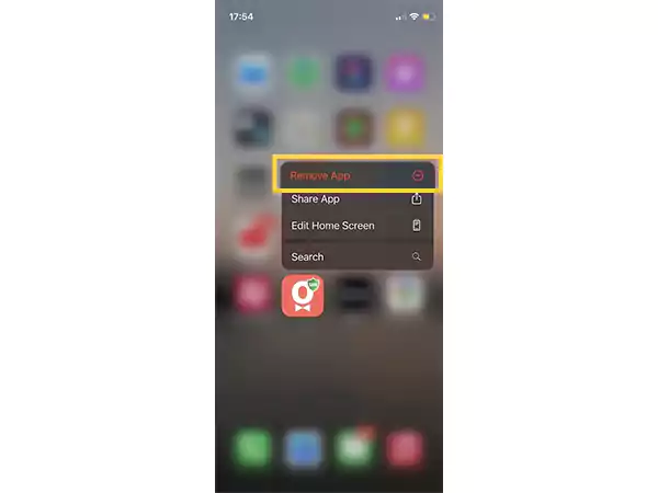 click on remove app